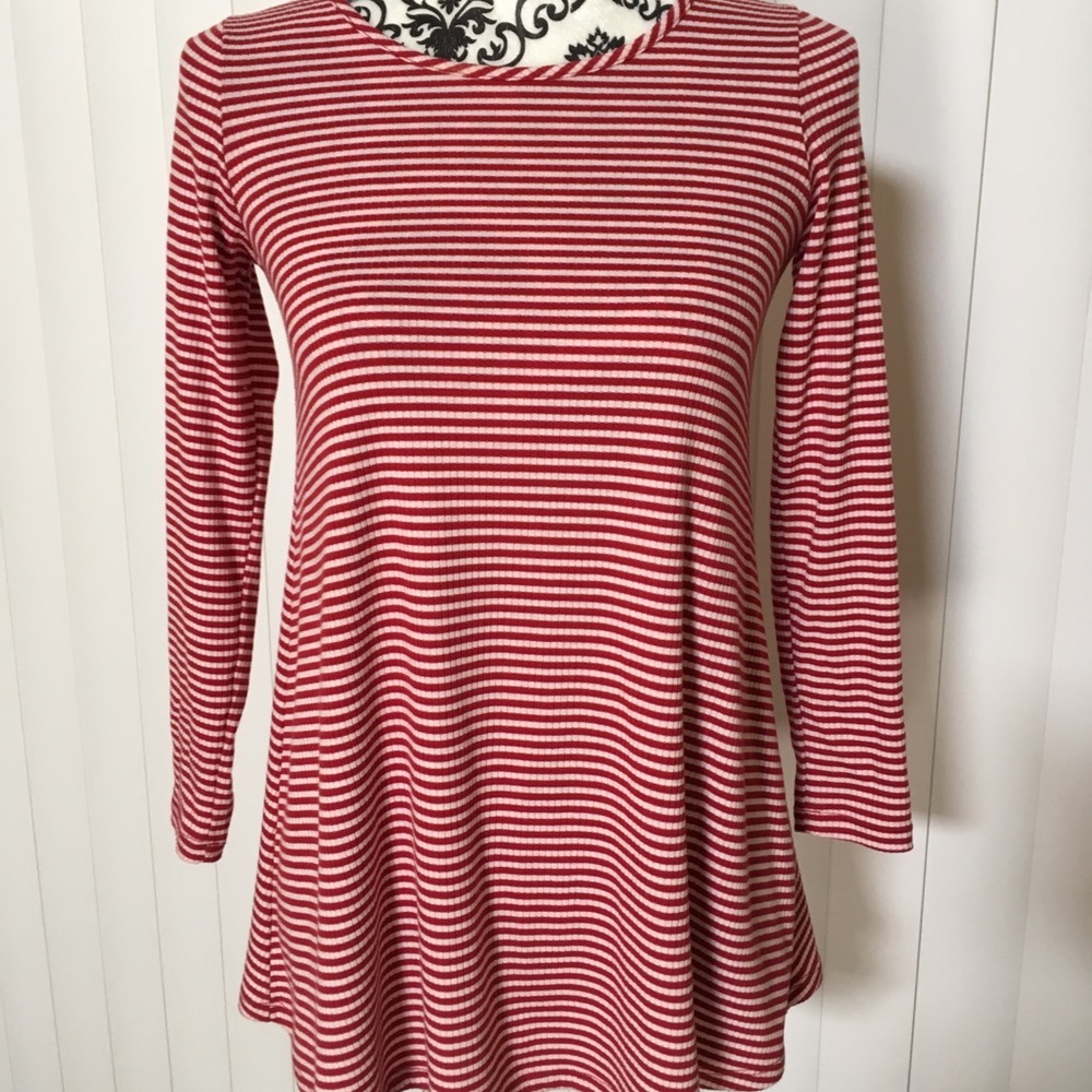 Love Fire Red Striped Blouse (Size Small)